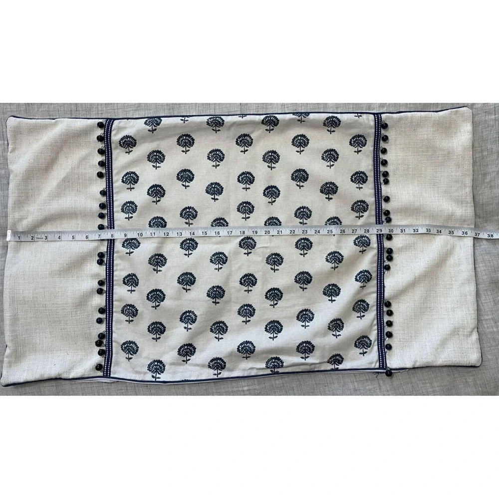 Eastern Accents Pillow Sham White Blue Glass Beads Floral Very Soft Linen Blend?